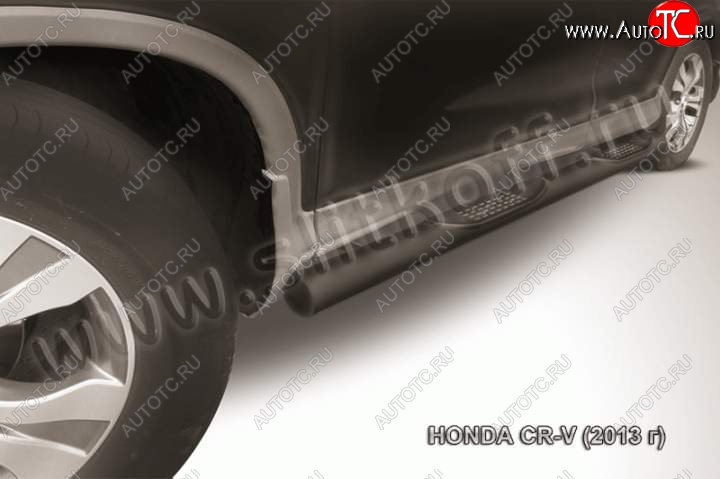 12 399 р. Защита порогов из трубы d76 Slitkoff (с проступью)  Honda CR-V  RM1,RM3,RM4 (2012-2015) дорестайлинг (Цвет: серебристый)  с доставкой в г. Пермь