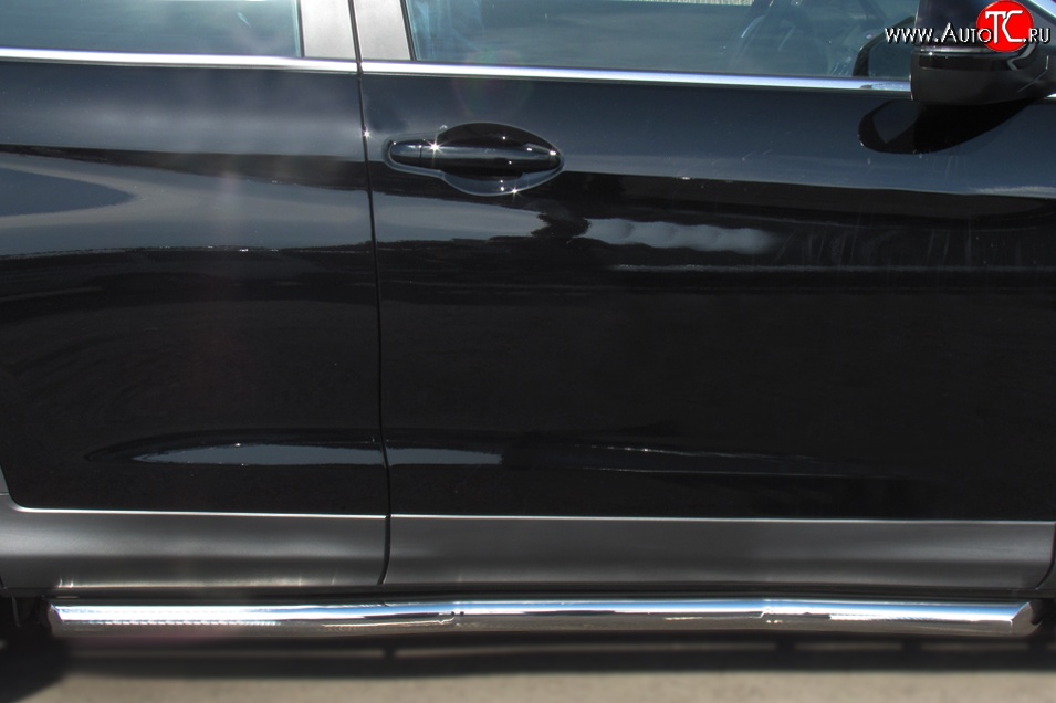 76 999 р. Защита порогов из круглой трубы диаметром 63 мм Russtal Honda CR-V RM1,RM3,RM4 дорестайлинг (2012-2015) (Защита порогов с со скосами на торцах (вариант 1))  с доставкой в г. Пермь
