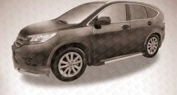 10 699 р. Алюминиевые пороги Slitkoff Luxe Silver  Honda CR-V  RM1,RM3,RM4 (2012-2015) дорестайлинг  с доставкой в г. Пермь. Увеличить фотографию 2