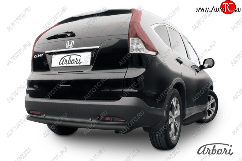 7 019 р. Защита заднего бампера Arbori (черная, 1 труба d57 mm). Honda CR-V RM1,RM3,RM4 дорестайлинг (2012-2015)  с доставкой в г. Пермь
