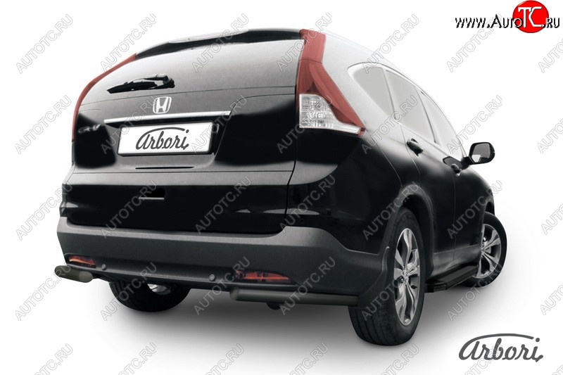 5 399 р. Защита заднего бампера Arbori (уголки, черная, 1 труба d57 mm). Honda CR-V RM1,RM3,RM4 дорестайлинг (2012-2015)  с доставкой в г. Пермь