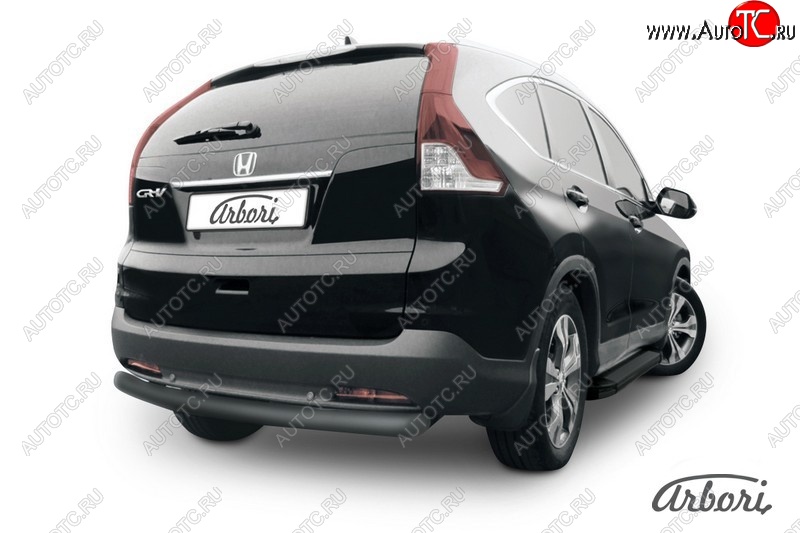 7 379 р. Защита заднего бампера Arbori (черная, 1 труба d76 mm). Honda CR-V RM1,RM3,RM4 дорестайлинг (2012-2015)  с доставкой в г. Пермь