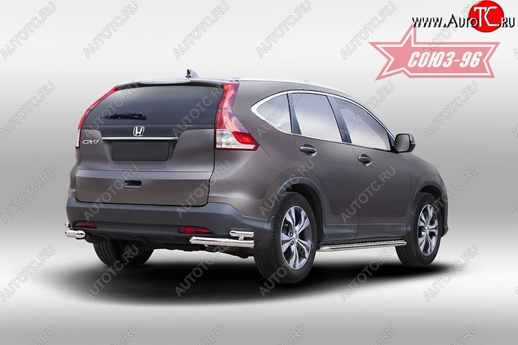 12 059 р. Защита заднего бампера из двойных боковых уголков Souz-96 (d60/42) Honda CR-V RM1,RM3,RM4 дорестайлинг (2012-2015)  с доставкой в г. Пермь