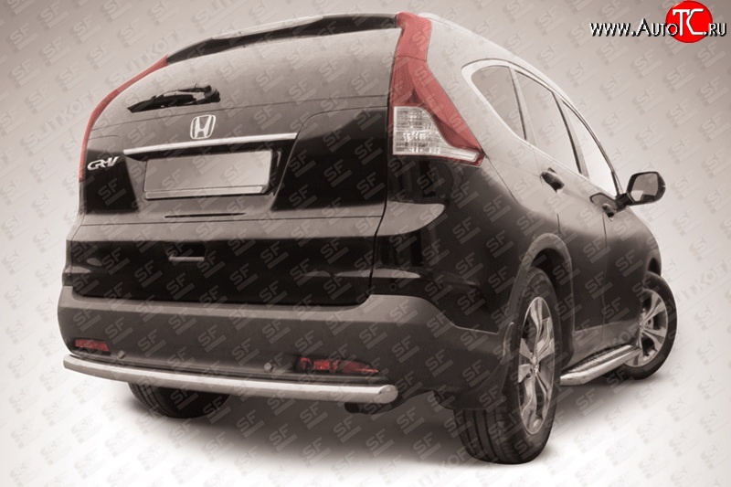 8 999 р. Защита заднего бампера из трубы диаметром 57 мм Slitkoff Honda CR-V RM1,RM3,RM4 дорестайлинг (2012-2015) (Нержавейка, Полированная)  с доставкой в г. Пермь