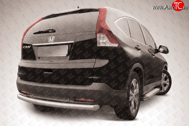 10 849 р. Защита заднего бампера из трубы диаметром 76 мм Slitkoff  Honda CR-V  RM1,RM3,RM4 (2012-2015) дорестайлинг (Нержавейка, Полированная)  с доставкой в г. Пермь