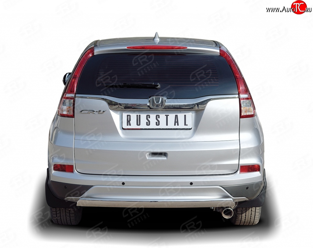 11 249 р. Защита заднего бампера (Ø75x42 мм, нержавейка) Russtal Honda CR-V RM1,RM3,RM4 дорестайлинг (2012-2015)  с доставкой в г. Пермь