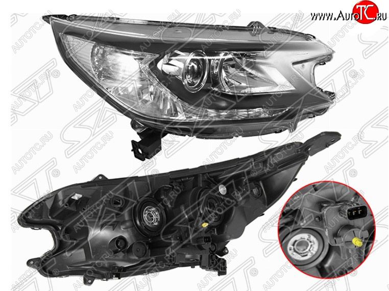 11 249 р. Правая передняя фара SAT Honda CR-V RM1,RM3,RM4 дорестайлинг (2012-2015) (Галоген, с электрокорректором, не диодная)  с доставкой в г. Пермь