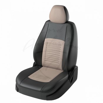 Чехлы для сидений Lord Autofashion Турин (экокожа, спинка и сиденье 40/60, 2 П- и 1 Г-образных подголовника) Honda CR-V RM1,RM3,RM4 рестайлинг (2014-2018) (Чёрный, вставка бежевая)