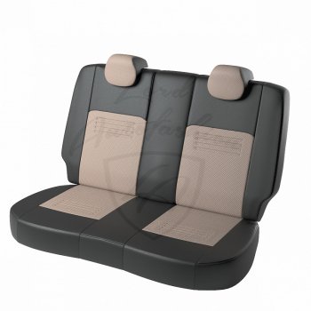 9 449 р. Чехлы для сидений Lord Autofashion Турин (экокожа, спинка и сиденье 40/60, 2 П- и 1 Г-образных подголовника) Honda CR-V RM1,RM3,RM4 рестайлинг (2014-2018) (Чёрный, вставка бежевая)  с доставкой в г. Пермь. Увеличить фотографию 2