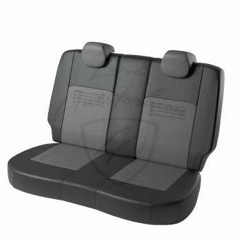 9 449 р. Чехлы для сидений Lord Autofashion Турин (экокожа, спинка и сиденье 40/60, 2 П- и 1 Г-образных подголовника) Honda CR-V RM1,RM3,RM4 рестайлинг (2014-2018) (Чёрный, вставка серая)  с доставкой в г. Пермь. Увеличить фотографию 2