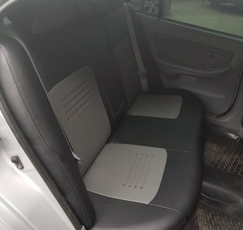 9 449 р. Чехлы для сидений Lord Autofashion Турин (экокожа, спинка и сиденье 40/60, 2 П- и 1 Г-образных подголовника) Honda CR-V RM1,RM3,RM4 рестайлинг (2014-2018) (Чёрный, вставка серая)  с доставкой в г. Пермь. Увеличить фотографию 3