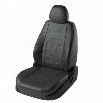 Чехлы для сидений Lord Autofashion Турин (экокожа, спинка и сиденье 40/60, 2 П- и 1 Г-образных подголовника) Honda CR-V RM1,RM3,RM4 рестайлинг (2014-2018) (Чёрный, вставка чёрная)