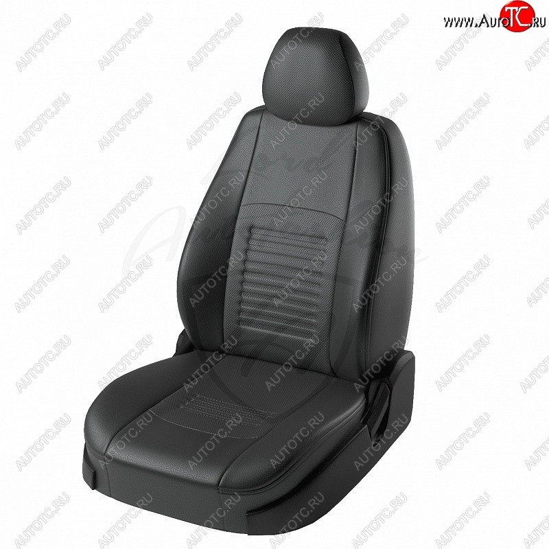 9 449 р. Чехлы для сидений Lord Autofashion Турин (экокожа, спинка и сиденье 40/60, 2 П- и 1 Г-образных подголовника) Honda CR-V RM1,RM3,RM4 рестайлинг (2014-2018) (Чёрный, вставка чёрная)  с доставкой в г. Пермь