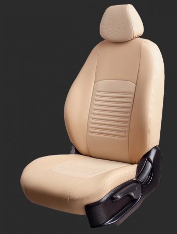 Чехлы для сидений Lord Autofashion Турин (экокожа, спинка и сиденье 40/60, 2 П- и 1 Г-образных подголовника) Honda CR-V RM1,RM3,RM4 рестайлинг (2014-2018) (Бежевый, вставка бежевая)