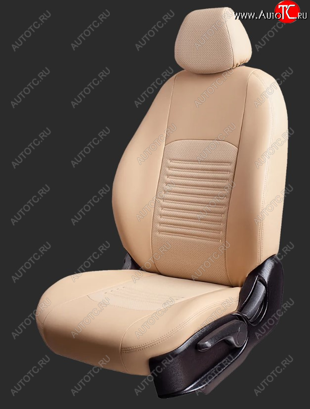 6 249 р. Чехлы для сидений Lord Autofashion Турин (экокожа, спинка и сиденье 40/60, 2 П- и 1 Г-образных подголовника) Honda CR-V RM1,RM3,RM4 рестайлинг (2014-2018) (Бежевый, вставка бежевая)  с доставкой в г. Пермь