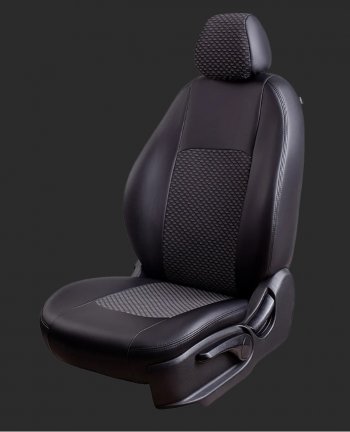 Чехлы для сидений Lord Autofashion Турин (экокожа/жаккард, спинка и сиденье 40/60, 2 П- и 1 Г-образных подголовника) Honda CR-V RM1,RM3,RM4 рестайлинг (2014-2018) (Черный, вставка жаккард Чёрный Люкс-94)