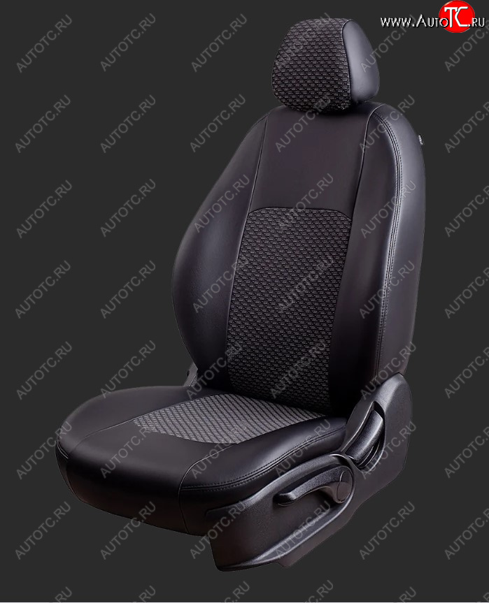 5 399 р. Чехлы для сидений Lord Autofashion Турин (экокожа/жаккард, спинка и сиденье 40/60, 2 П- и 1 Г-образных подголовника) Honda CR-V RM1,RM3,RM4 рестайлинг (2014-2018) (Черный, вставка жаккард Чёрный Люкс-94)  с доставкой в г. Пермь