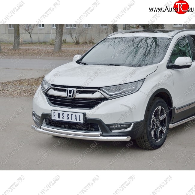 20 399 р. Защита переднего бампера (2 трубыØ63 и 42 мм, нержавейка) SLITKOFF  Honda CR-V  RW,RT (2016-2020) дорестайлинг  с доставкой в г. Пермь