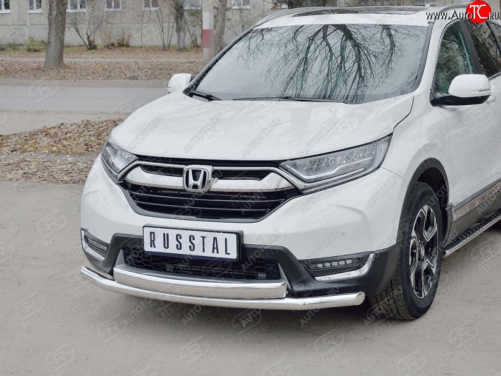 16 399 р. Защита переднего бампера (2 трубыØ63 и 75х42 мм, нержавейка) Russtal Honda CR-V RW,RT дорестайлинг (2016-2020)  с доставкой в г. Пермь