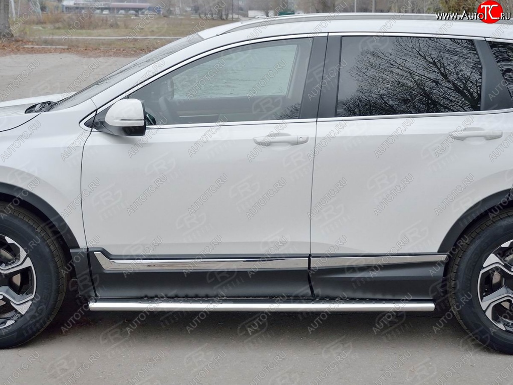 19 399 р. Защита порогов Russtal из овальной трубы d120х60 с проступью Russtal Honda CR-V RW,RT дорестайлинг (2016-2020)  с доставкой в г. Пермь