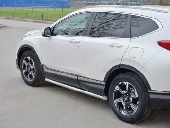 19 999 р. Защита порогов из круглой трубы диаметром 63 мм SLITKOFF v1  Honda CR-V  RW,RT (2016-2020) дорестайлинг  с доставкой в г. Пермь. Увеличить фотографию 2