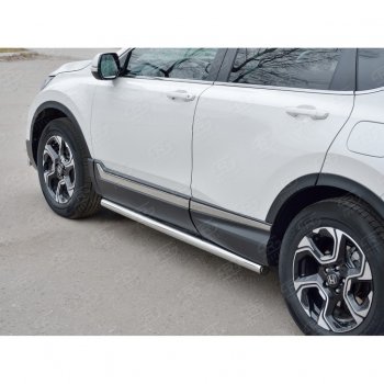 18 799 р. Защита порогов из круглой трубы диаметром 63 мм SLITKOFF v2  Honda CR-V  RW,RT (2016-2020) дорестайлинг  с доставкой в г. Пермь. Увеличить фотографию 3