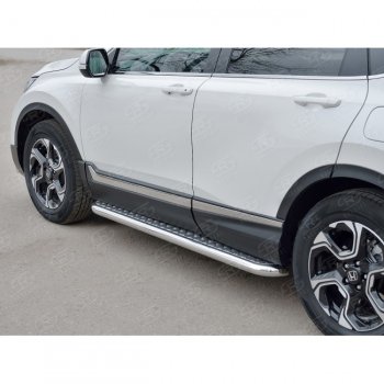 30 799 р. Широкая защита порогов из трубы диаметром 63 мм SLITKOFF v2  Honda CR-V  RW,RT (2016-2020) дорестайлинг  с доставкой в г. Пермь. Увеличить фотографию 2