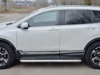 30 799 р. Широкая защита порогов из трубы диаметром 63 мм SLITKOFF v2  Honda CR-V  RW,RT (2016-2020) дорестайлинг  с доставкой в г. Пермь. Увеличить фотографию 3