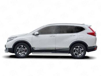 Защита порогов из круглой трубы диаметром 63 мм SLITKOFF v3 Honda CR-V  RW,RT (2016-2020) дорестайлинг