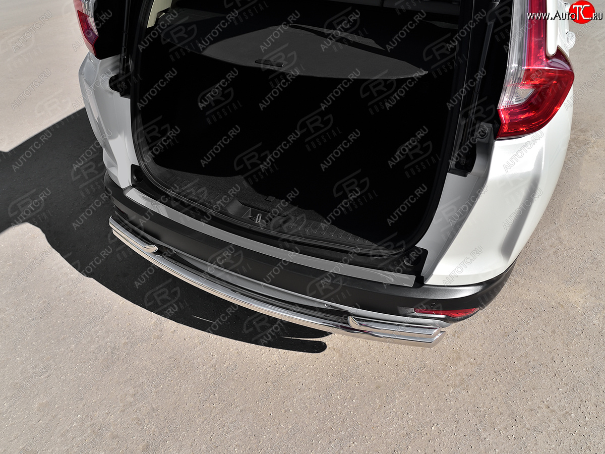 1 999 р. Защитная накладка заднего бампера на Russtal Honda CR-V RW,RT дорестайлинг (2016-2020) (Нержавейка полированная)  с доставкой в г. Пермь