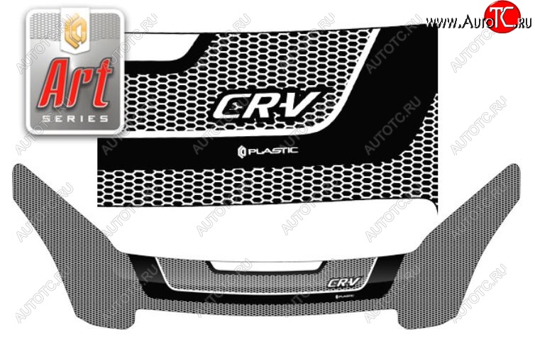 2 879 р. Дефлектор капота CA-Plastiс exclusive  Honda CR-V  RD4,RD5,RD6,RD7,RD9  (2001-2006) дорестайлинг, рестайлинг (Серия Art белая)  с доставкой в г. Пермь