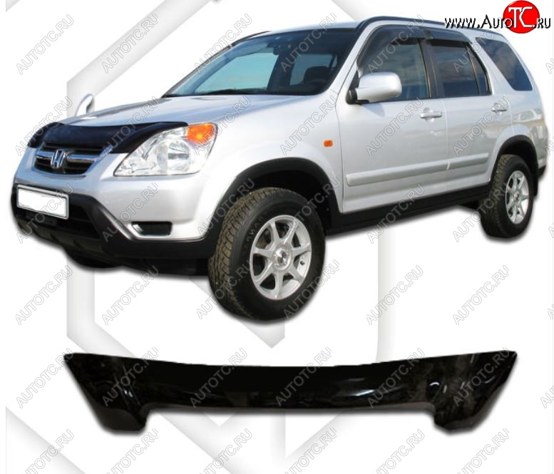 2 079 р. Дефлектор капота CA-Plastic  Honda CR-V  RD4,RD5,RD6,RD7,RD9  (2001-2006) дорестайлинг, рестайлинг (Classic черный, Без надписи)  с доставкой в г. Пермь