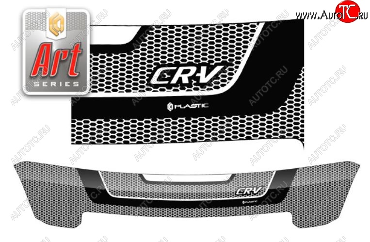 2 299 р. Дефлектор капота CA-Plastiс  Honda CR-V  RD4,RD5,RD6,RD7,RD9  (2001-2006) дорестайлинг, рестайлинг (Серия Art графит)  с доставкой в г. Пермь