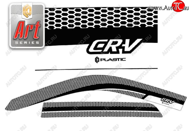 2 199 р. Дефлектора окон CA-Plastic  Honda CR-V  RD4,RD5,RD6,RD7,RD9  (2001-2006) дорестайлинг, рестайлинг (Серия Art черная, Без хром.молдинга)  с доставкой в г. Пермь