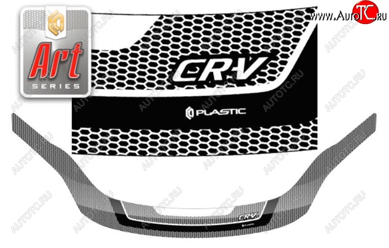 2 479 р. Дефлектор капота CA-Plastiс exclusive  Honda CR-V  RE1,RE2,RE3,RE4,RE5,RE7 (2009-2012) рестайлинг (Серия Art графит)  с доставкой в г. Пермь