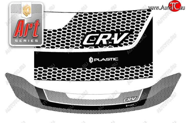 2 159 р. Дефлектор капота CA-Plastiс  Honda CR-V  RE1,RE2,RE3,RE4,RE5,RE7 (2009-2012) рестайлинг (Серия Art белая)  с доставкой в г. Пермь