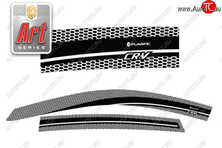2 199 р. Дефлектора окон CA-Plastic  Honda CR-V  RE1,RE2,RE3,RE4,RE5,RE7 (2009-2012) рестайлинг (Серия Art графит, Без хром.молдинга)  с доставкой в г. Пермь