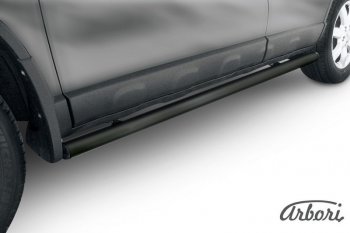 Защита штатных порогов Arbori (черная, d57 mm). Honda CR-V  RE1,RE2,RE3,RE4,RE5,RE7 (2009-2012) рестайлинг