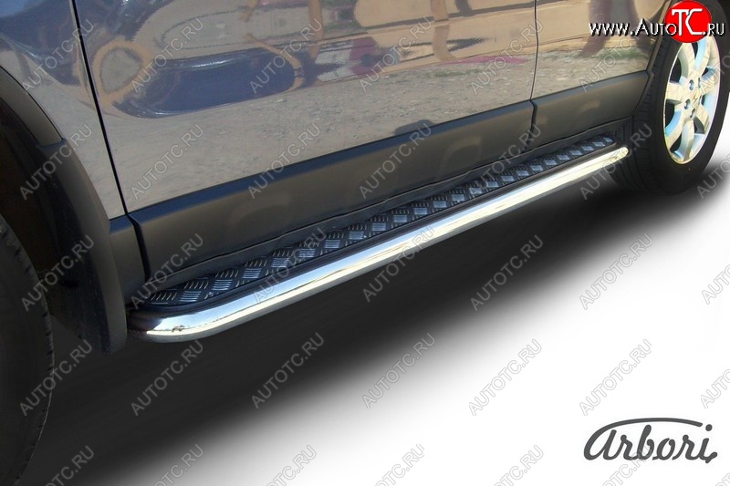 14 219 р. Защита штатных порогов с листом Arbori (нержавейка, алюминий, d57)  Honda CR-V  RE1,RE2,RE3,RE4,RE5,RE7 (2009-2012) рестайлинг  с доставкой в г. Пермь