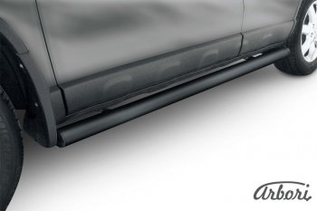 Защита штатных порогов Arbori (черная, d76 mm). Honda CR-V  RE1,RE2,RE3,RE4,RE5,RE7 (2009-2012) рестайлинг