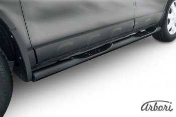 Защита штатных порогов Arbori (с проступью, черная, d76 mm). Honda CR-V  RE1,RE2,RE3,RE4,RE5,RE7 (2009-2012) рестайлинг