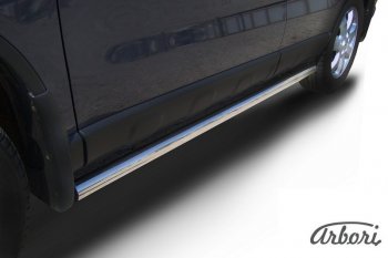 Защита штатных порогов Arbori (нержавейка, d76 mm). Honda CR-V  RE1,RE2,RE3,RE4,RE5,RE7 (2009-2012) рестайлинг