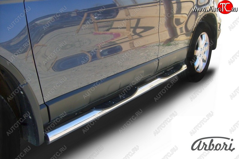 14 579 р. Защита штатных порогов Arbori (с проступью, нержавейка, d76 mm).  Honda CR-V  RE1,RE2,RE3,RE4,RE5,RE7 (2009-2012) рестайлинг  с доставкой в г. Пермь