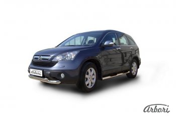 14 579 р. Защита переднего бампера Arbori (нержавейка, 2 трубы d57 и 57 mm)  Honda CR-V  RE1,RE2,RE3,RE4,RE5,RE7 (2009-2012) рестайлинг  с доставкой в г. Пермь. Увеличить фотографию 2