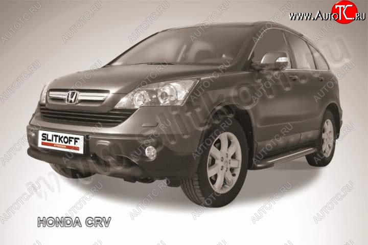 9 449 р. Защита переднего бампера из трубы d76 Slitkoff (дуга)  Honda CR-V  RE1,RE2,RE3,RE4,RE5,RE7 (2009-2012) рестайлинг (Цвет: серебристый)  с доставкой в г. Пермь