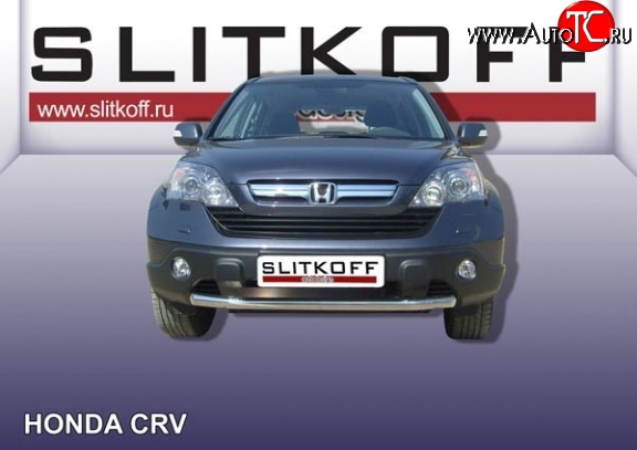 11 749 р. Одинарная защита переднего бампера из трубы диаметром 57 мм Slitkoff  Honda CR-V  RE1,RE2,RE3,RE4,RE5,RE7 (2009-2012) рестайлинг (Нержавейка, Полированная)  с доставкой в г. Пермь
