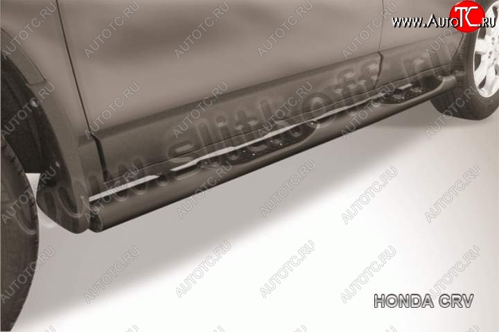 12 399 р. Защита порогов из труб d76 Slitkoff (с проступями)  Honda CR-V  RE1,RE2,RE3,RE4,RE5,RE7 (2009-2012) рестайлинг (Цвет: серебристый)  с доставкой в г. Пермь