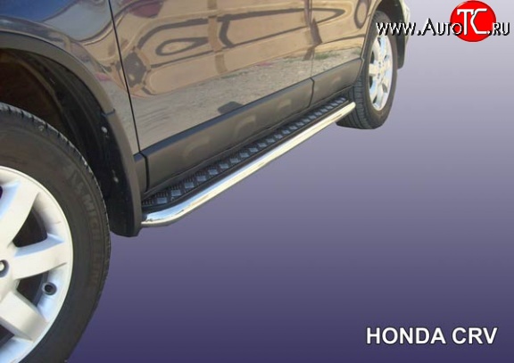 16 999 р. Широкая защита порогов Slitkoff  Honda CR-V  RE1,RE2,RE3,RE4,RE5,RE7 (2009-2012) рестайлинг (Нержавейка, Полированная)  с доставкой в г. Пермь