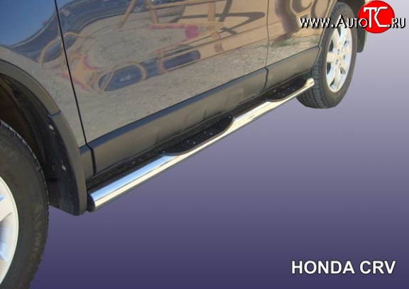 17 699 р. Защита порогов из трубы d76 мм с пластиковыми вставками для ног Slitkoff  Honda CR-V  RE1,RE2,RE3,RE4,RE5,RE7 (2009-2012) рестайлинг (Нержавейка, Полированная)  с доставкой в г. Пермь