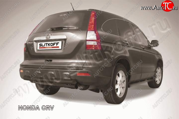 6 399 р. Защита заднего бампера из трубы d 57 Slitkoff (короткая) Honda CR-V RE1,RE2,RE3,RE4,RE5,RE7 рестайлинг (2009-2012) (Цвет: серебристый)  с доставкой в г. Пермь